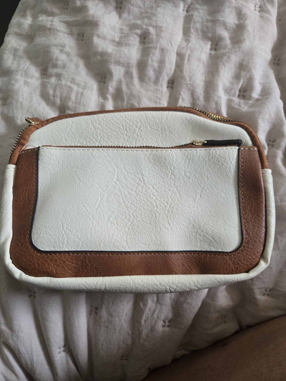 Two-Tone White and Brown Women’s Crossbody Bag